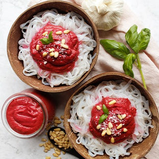Rote Bete Pesto an Low Carb Pasta Rote Bete Pesto an Low Carb Pasta