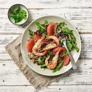 Gegrillte Gambas auf Quinoa mit Grapefruit Gegrillte Gambas auf Quinoa mit Grapefruit