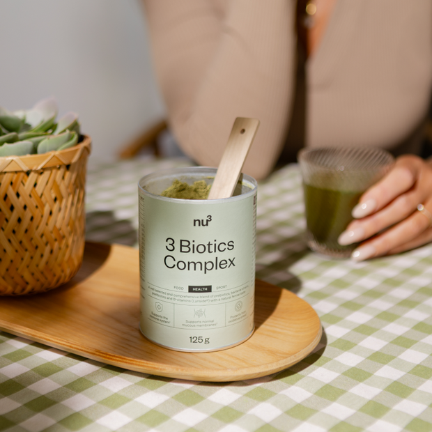 3 Biotics Complex mit Löffel und Glas