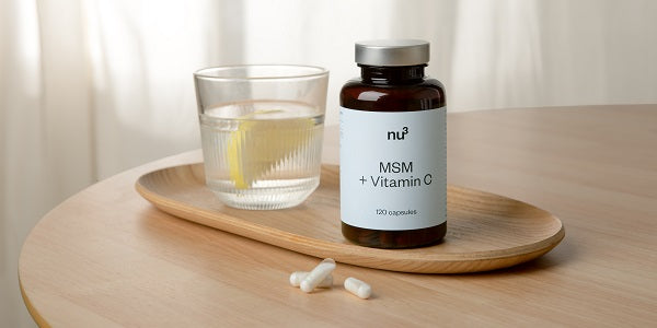 nu3 MSM + Vitamin C Kapseln plus Wasserglas