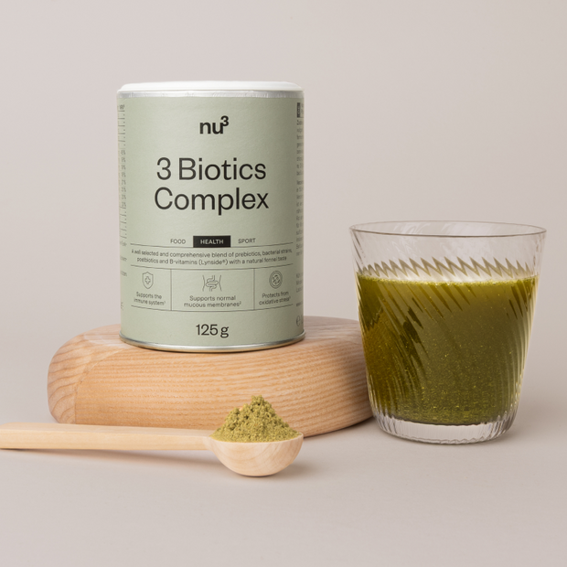 3 Biotics Complex mit Löffel und Glas