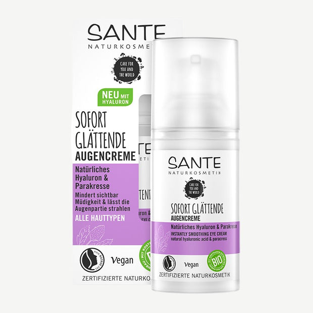 SANTE Sofort glättende Augencreme, Natürliches Hyaluron-Parakresse